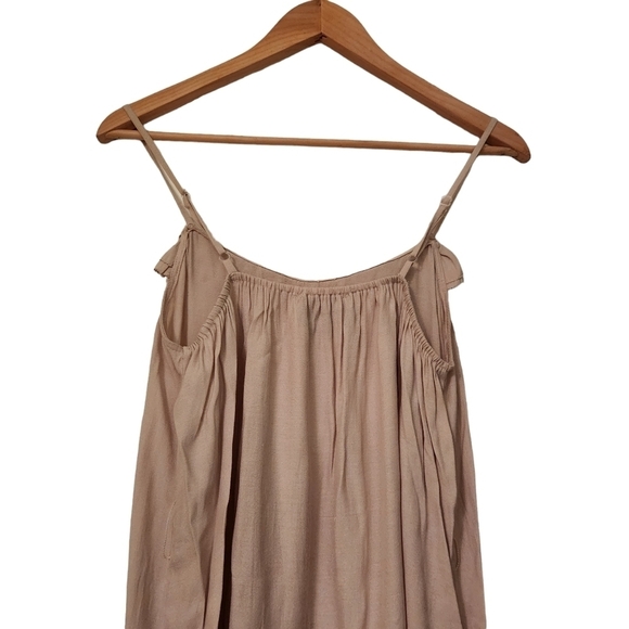 Olivaceous beige spaghetti strap sleeveless midi swing dress - Picture 4 of 11